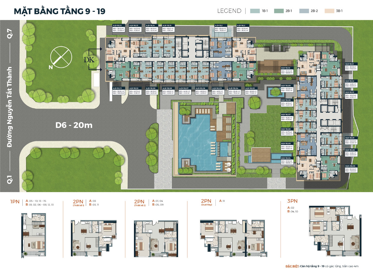 Mặt bằng Lancaster Lincoln tầng 9-19